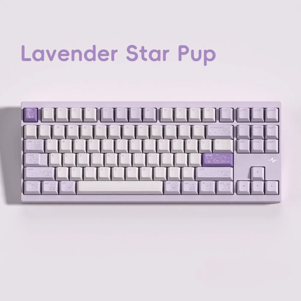 

Star Puppy Theme Keycap Set 143key PBT Custom Cute Pink Purple Girl Keyboard Cap Cherry Profile KeyCap for Mechanical Keyboard