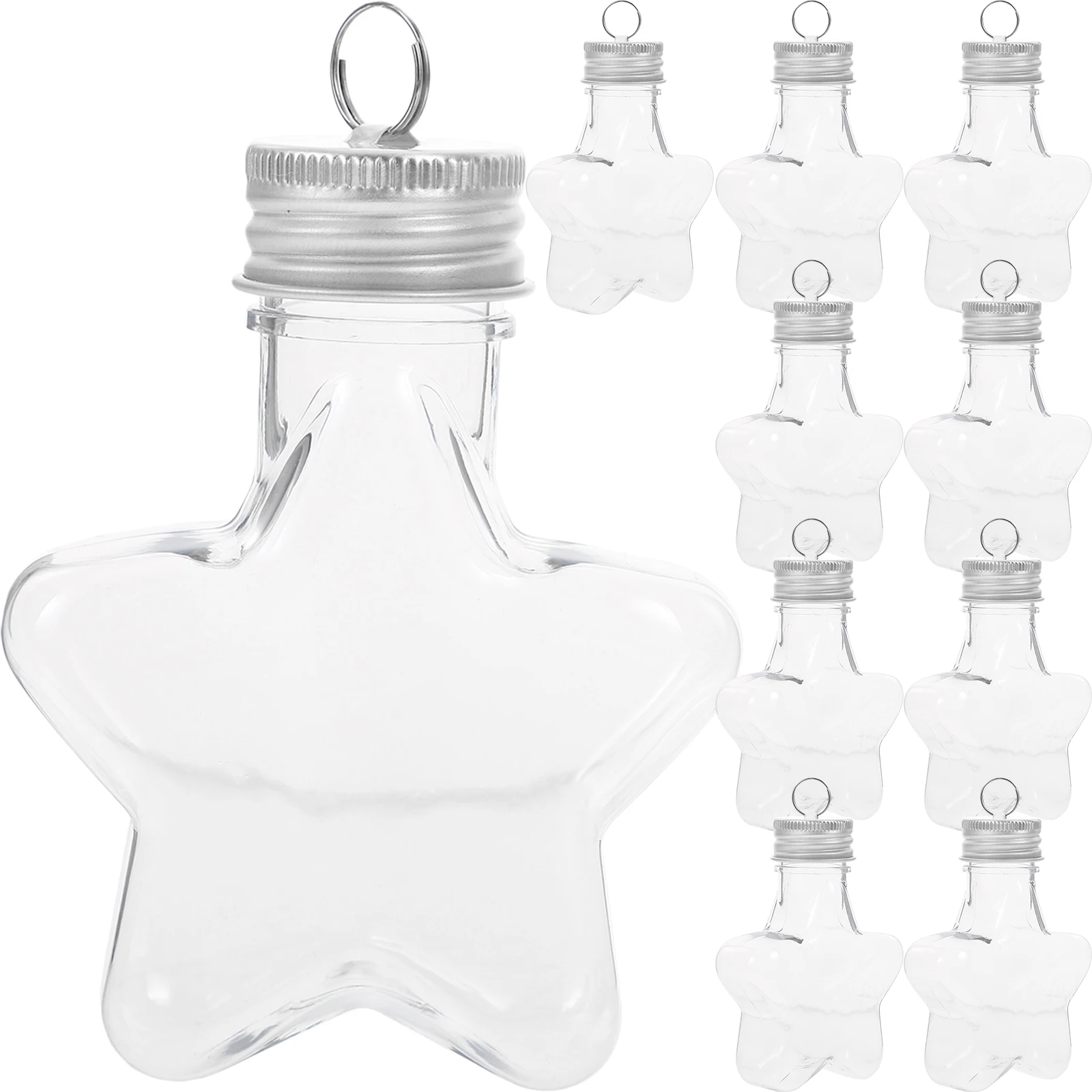 

10pcs Christmas Stars Bottle Transparent Glass Refillable Hanging Wishing Bottle For Diy Decoration Candy Storage Colored