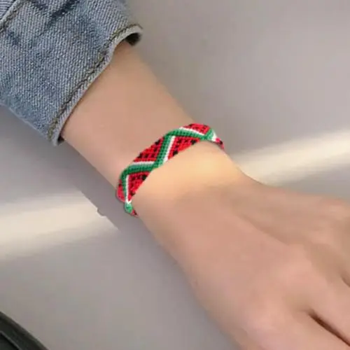 Popular Red Green White Black Rope Hand Woven Rope Bracelet Ladies Fashion Hand Tibetan Woven Watermelon Bracelet Girl Jewelry