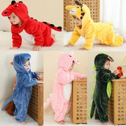 Baby Girls Onesie Kigurumi Dinosaur Unicorn Lion Animal Cosplay Costume Winter Flannel Jumpsuit 1 to 4 Years Kids Boys Pajamas