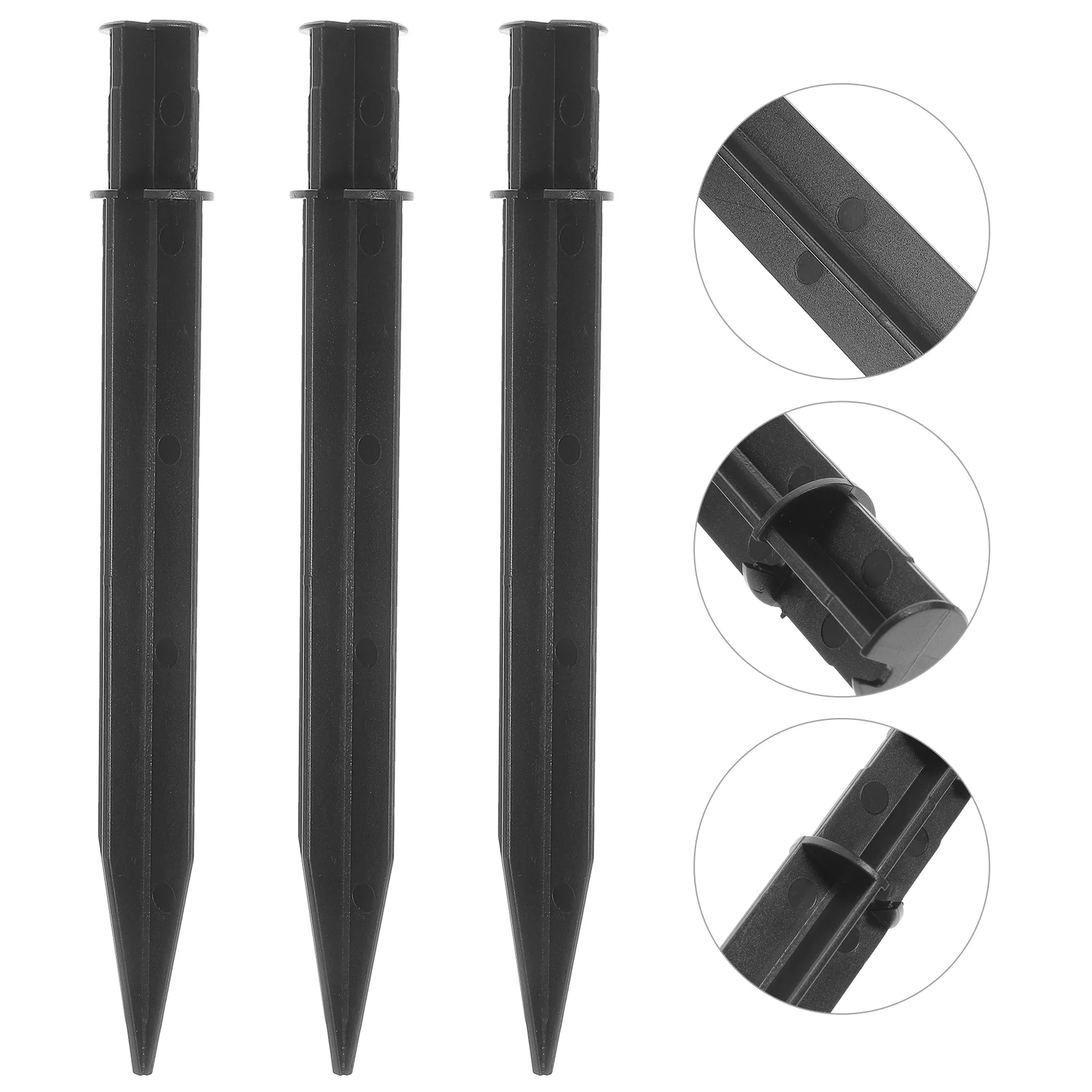 

8 Pcs Solar Torch Ground Cone Light Replacement Stake Pile Black Plastic Path Stakes