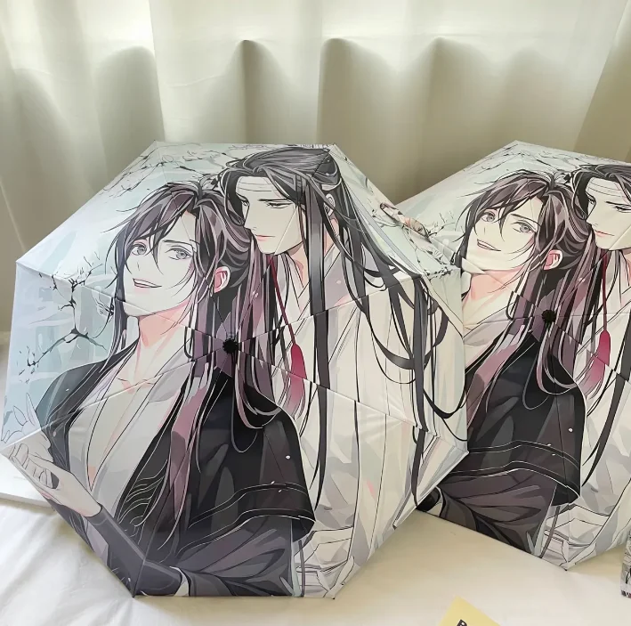 

Основатель диаболизма Wei Wuxian Lan Wangji Зонт Складной ветрозащитный УФ-свет Защита от солнца Черное пальто Зонты