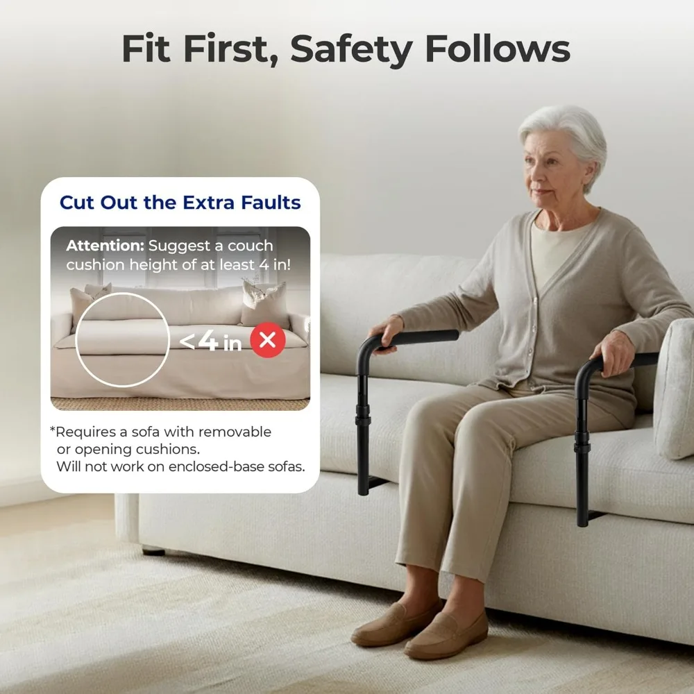 حامل مساعدة قابل للتعديل للأريكة والكرسي، مساعد على التنقل لكبار السن بسعة 300 رطل، قضيب إمساك آمن لدعم الجلوس والوقوف