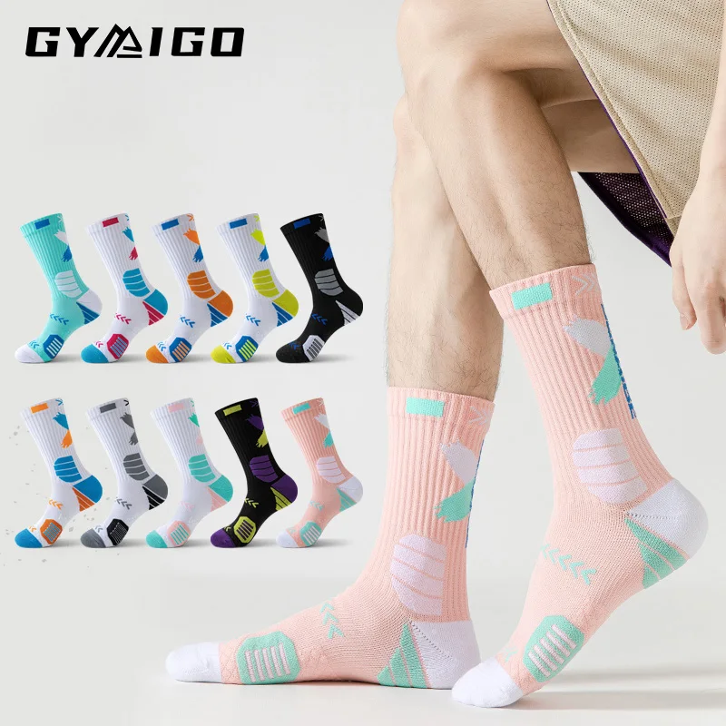 

GYMIGO Team Basketball Socks Professional Sports Socks Anti-Slip Climbing Tube Socks Muticolor Fashional Running Socks