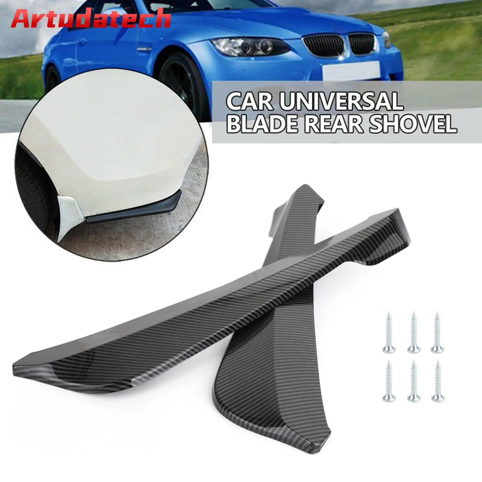 

Artudatech 19" Car Rear Bumper Fin Canard Splitter Diffuser Valence Spoiler Lip Universal for Chrysler Accessories