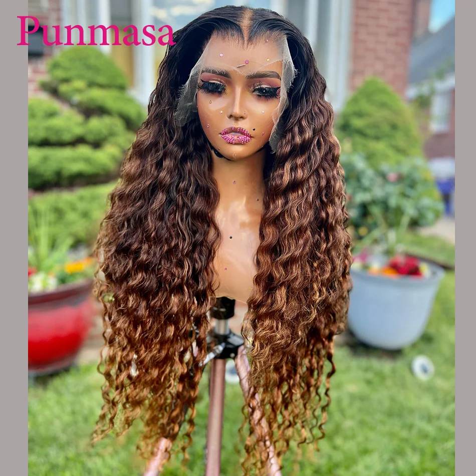 

Punmasa Brazilian 1b Brown Color 13x4 Lace Front Human Hair Wig Remy Deep Wave 13x6 Transparent Lace Frontal Wig Glueless 200%