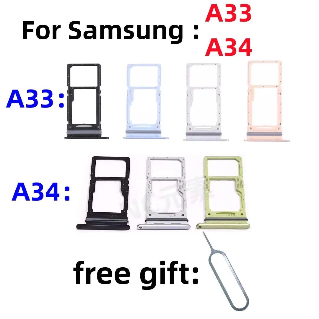 SIM Card SD Card Tray chip slot drawer card Holder For Samsung Galaxy A33 A34 SM-A3360 A3460 A346E/N/DSN drawer chip card tray