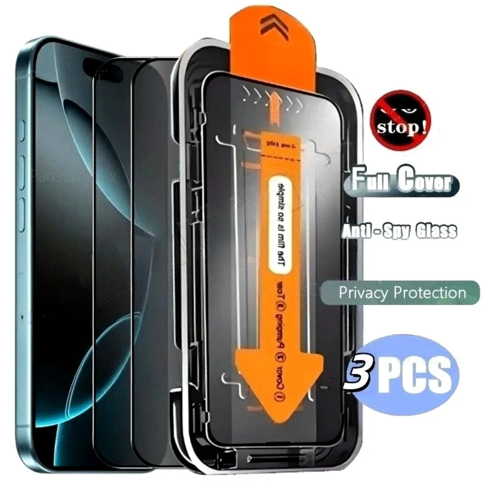 

3 шт. антишпионское закаленное стекло для iPhone 17 16 15 Pro Max Air 16e 15 14 Plus 14 13 12 11 Pro Защитная пленка для экрана без пыли