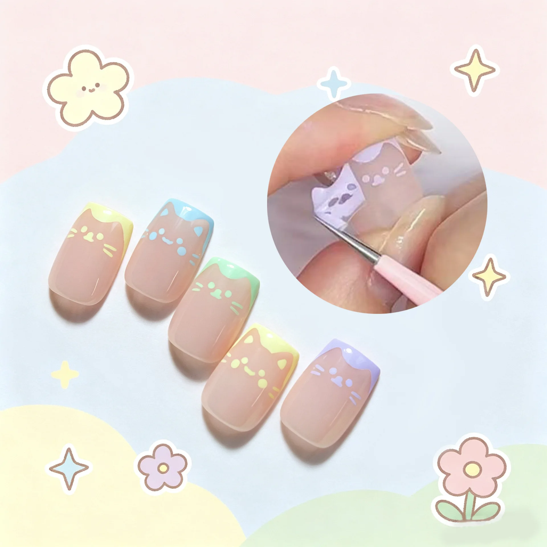 1PCS Minimalist Nail Art Accessories Natural Ultra-Thin Embossed Nail Stickers Elegant Daily Manicure Clear Texture Stickers DIY