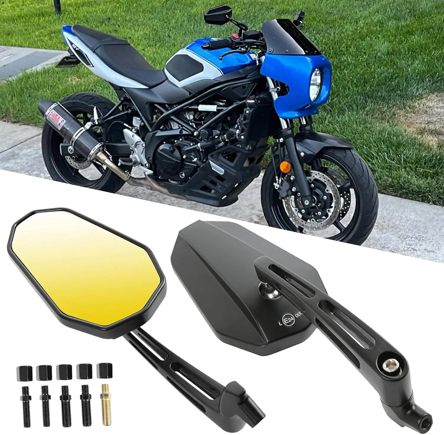 

8 мм 10 мм черные универсальные зеркала заднего вида для мотоцикла, боковые зеркала на руль, совместимые с Honda Shadow Kawaski Suzuki Sports B