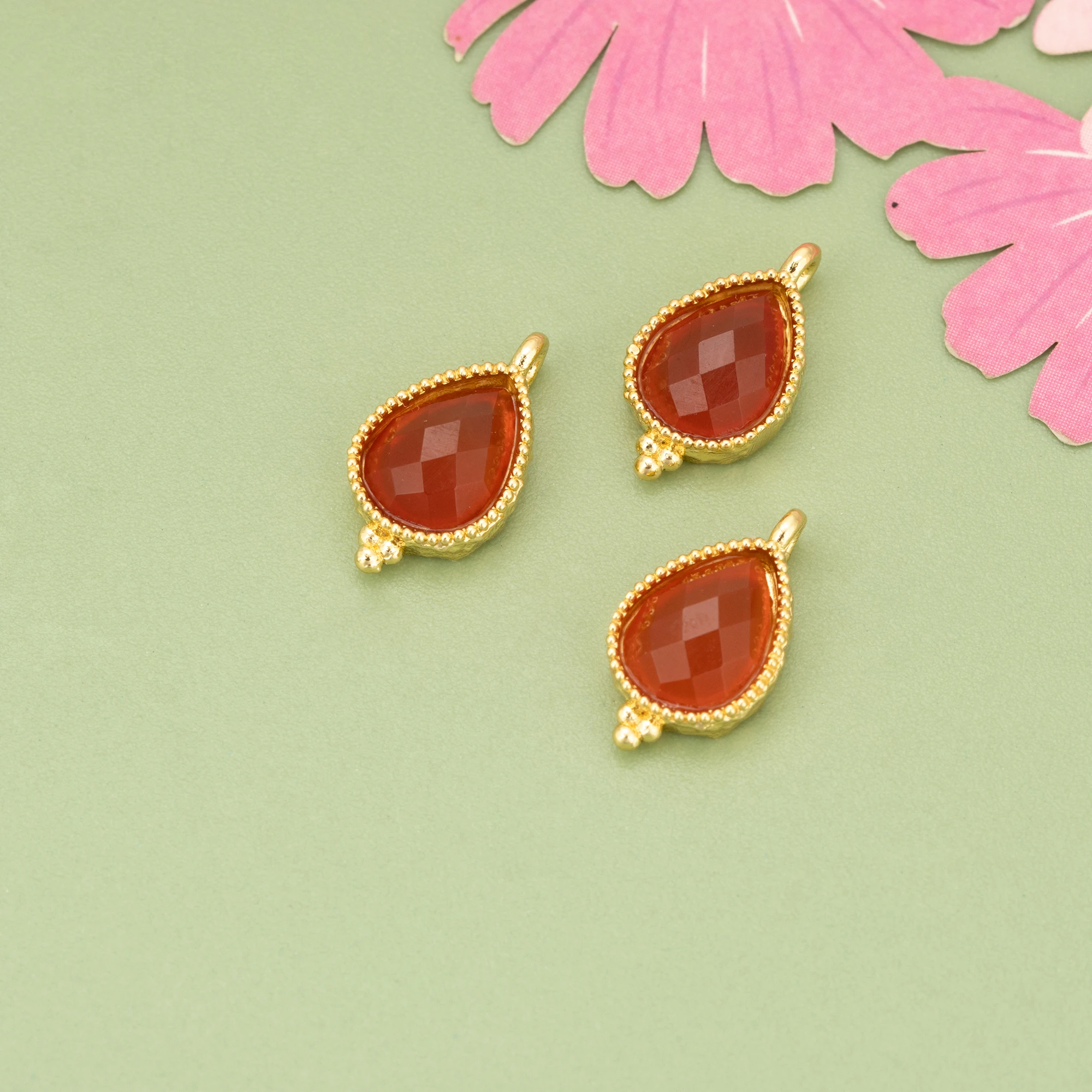 YEGUI,2pcs/lot,MI14,jewelry accessories,18k gold plated,copper,natural stone,hand made,jewelry making,charms,diy pendants view 6