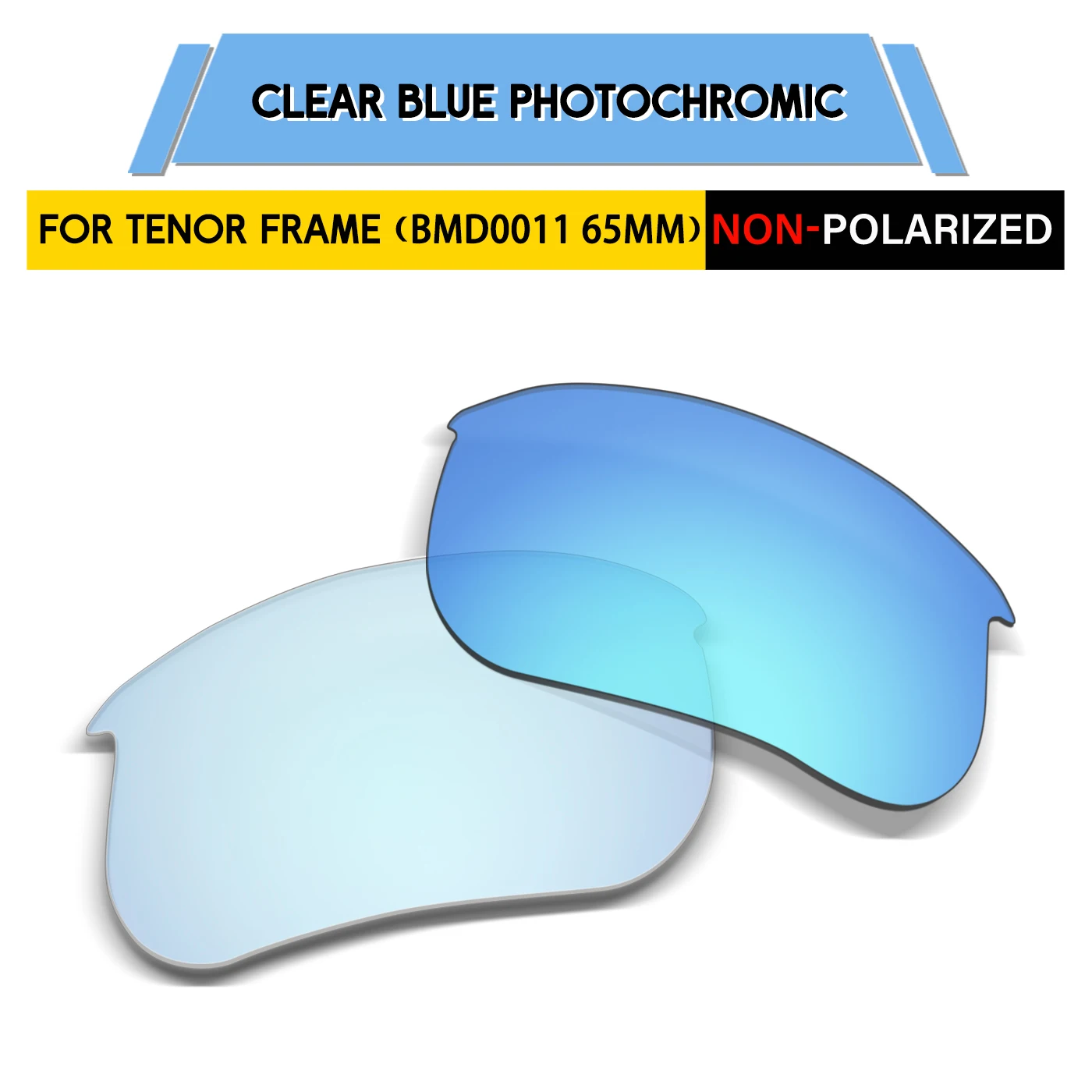 Auto‑Tint Color‑Changing Replacement Sunglasses Lenses Compatible with Tenor BMD0011, Full UV Ray Shield
