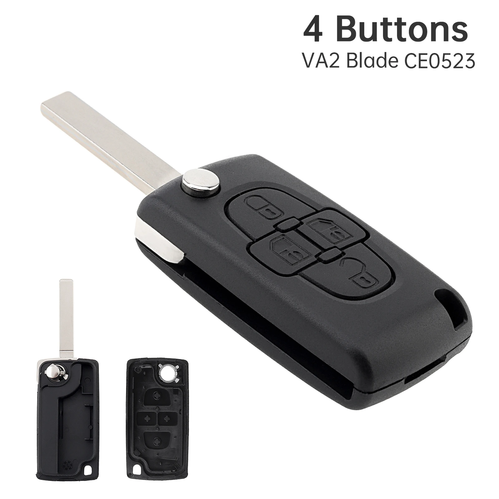 

4 Buttons Car Flip Key Fob Shell Case Fit for Peugeot 107 207 307 308 407 Citroen C1 C2 C3 C4 C5 C6 C8 Remote Car Key Shell Case