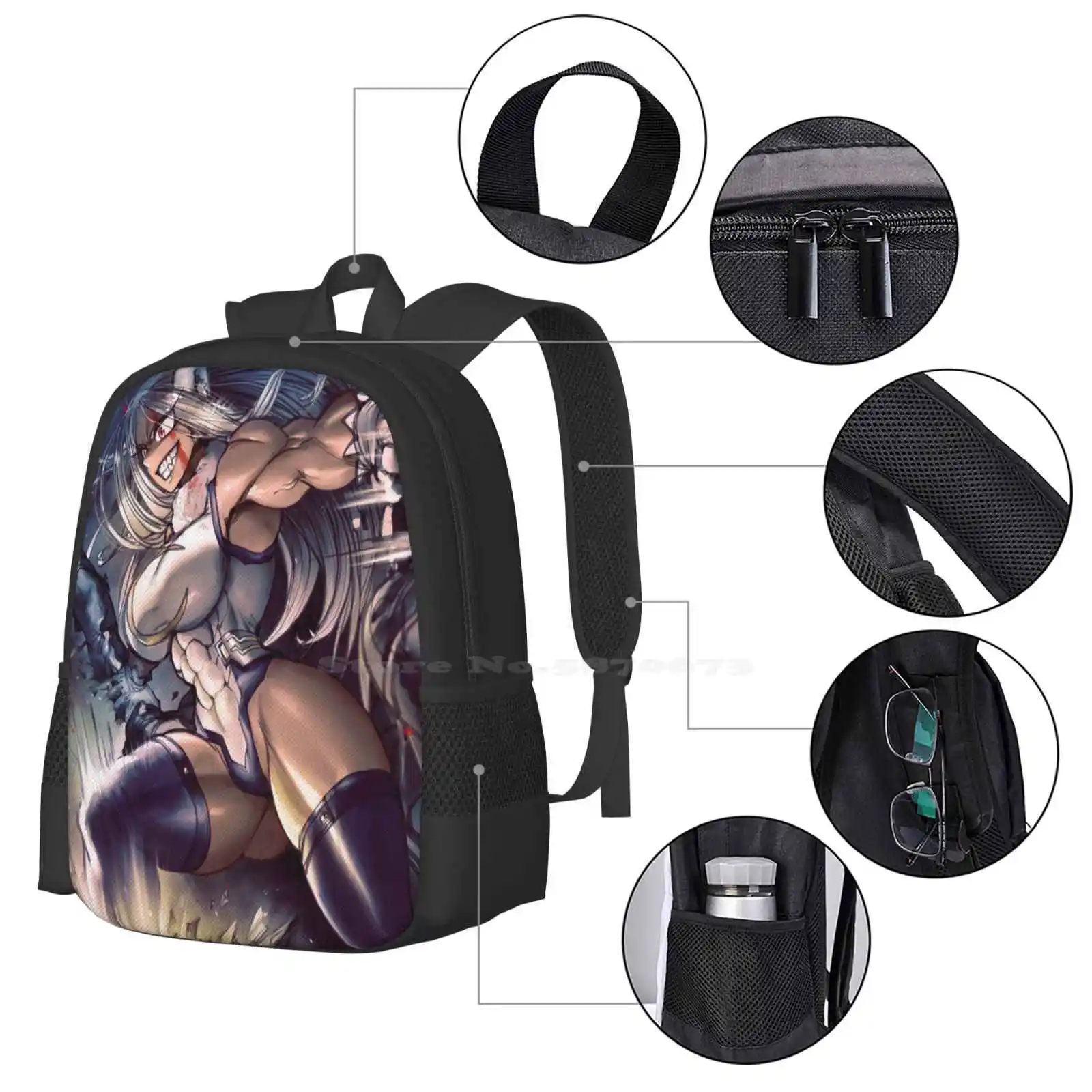 Mirko Fashion Pattern Design Mochila, Travel Bag, Laptop, Escola, Anime, Menina, Manga