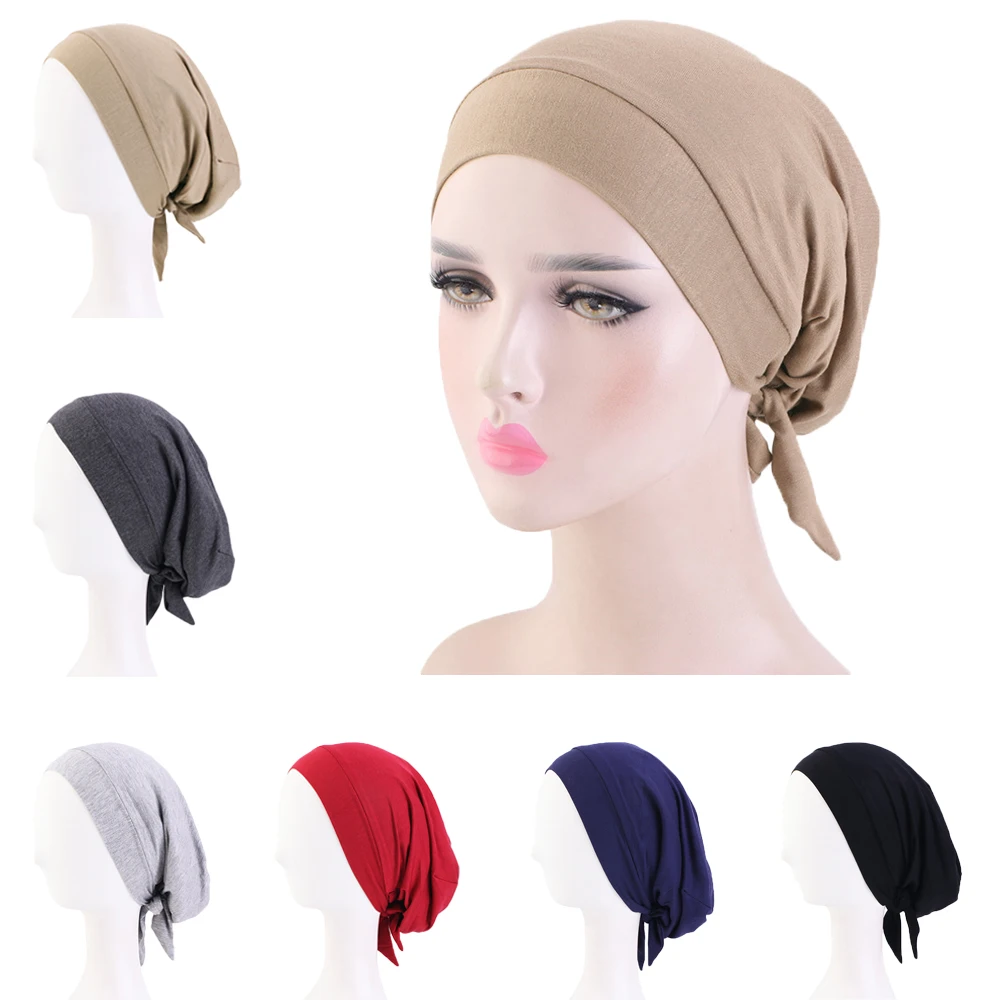 

Underscarf Ninja Women Inner Hat Muslim Hair Loss Chemo Caps Turban Head Wrap Beanie Stretch Headcover Islam Femme Beanies Mujer