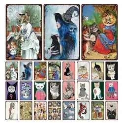 Cute Animal Funny Cat Metal Signs Vintage Metal Sign Painting Plate for Bar Club Pet Shop Decor Retro Poster Wall Decor Painting