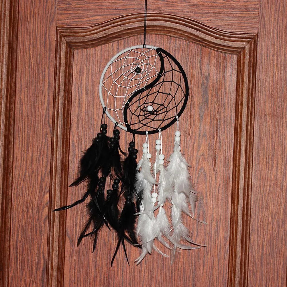 

Dream Catcher Yin Yang Circular Hanging Ornament for Car Home Bedroom Bohemian Dreamcatcher Decor