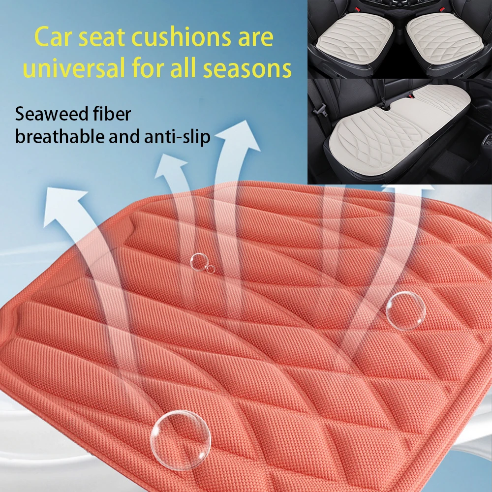 Universal 3Pcs Car Seat Cushion Seaweed Fiber Latex Foam Pad, One-piece Molding Non-slip Breathable Seat Mat All Seasons for Car