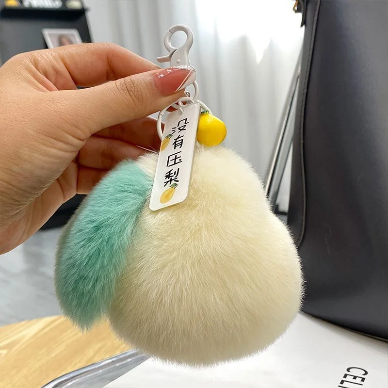 1 pçs saco de pelúcia pingente novo bonito anti preguiça coelho cabelo sem pressão pêra carro chaveiro ins estilo nicho chaveiro de pelúcia