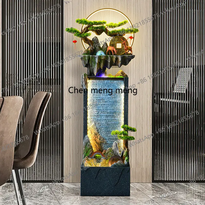 New Chinese rockery flowing water ornament Feng Shui wheel decoration landscaping TV cabinet entrance water curtain wall