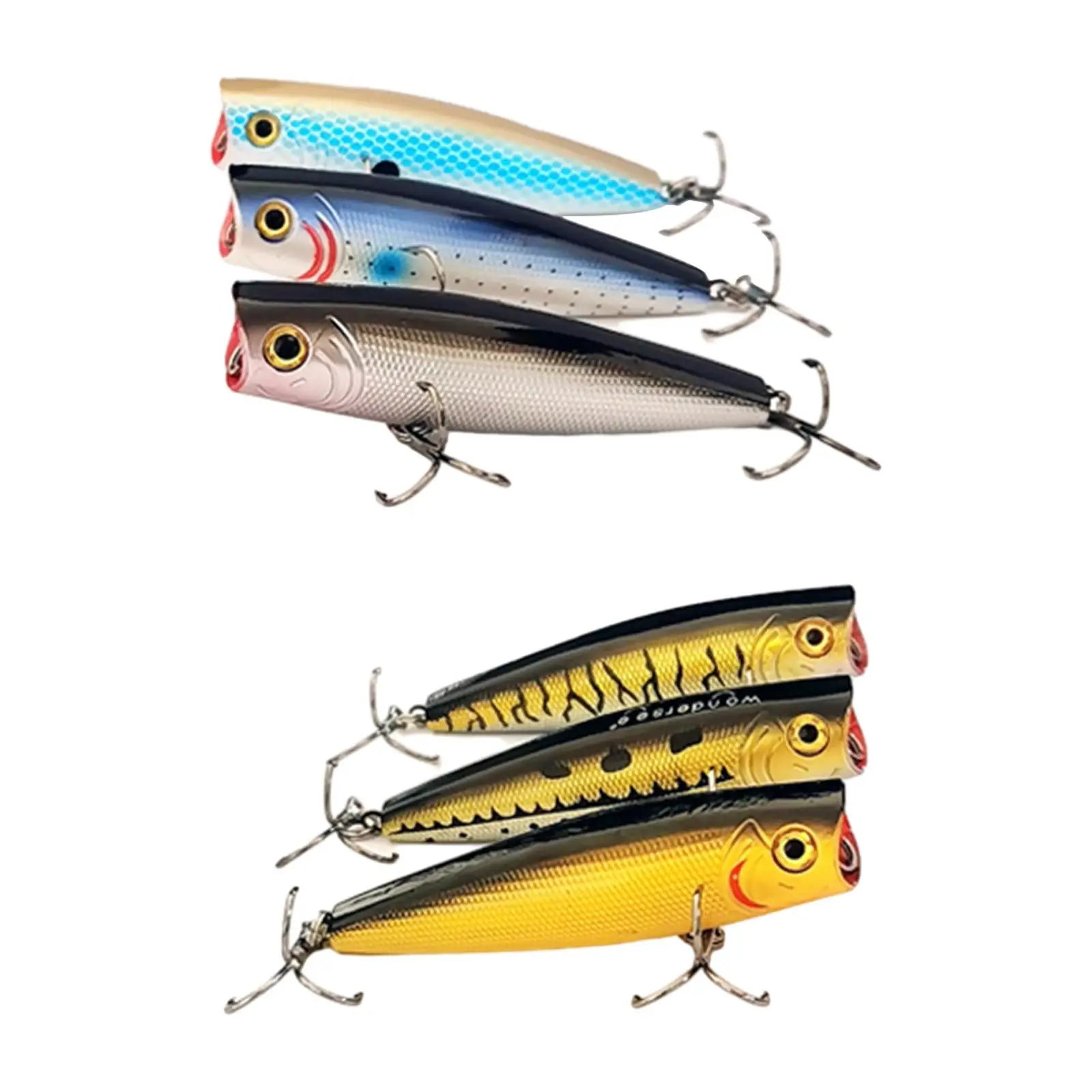 6x Topwater Fishing Lures Swimbaits Portable Durable Slow Sinking Plopping Bass Lure for Bass Minnow Redfish Catfish Perch