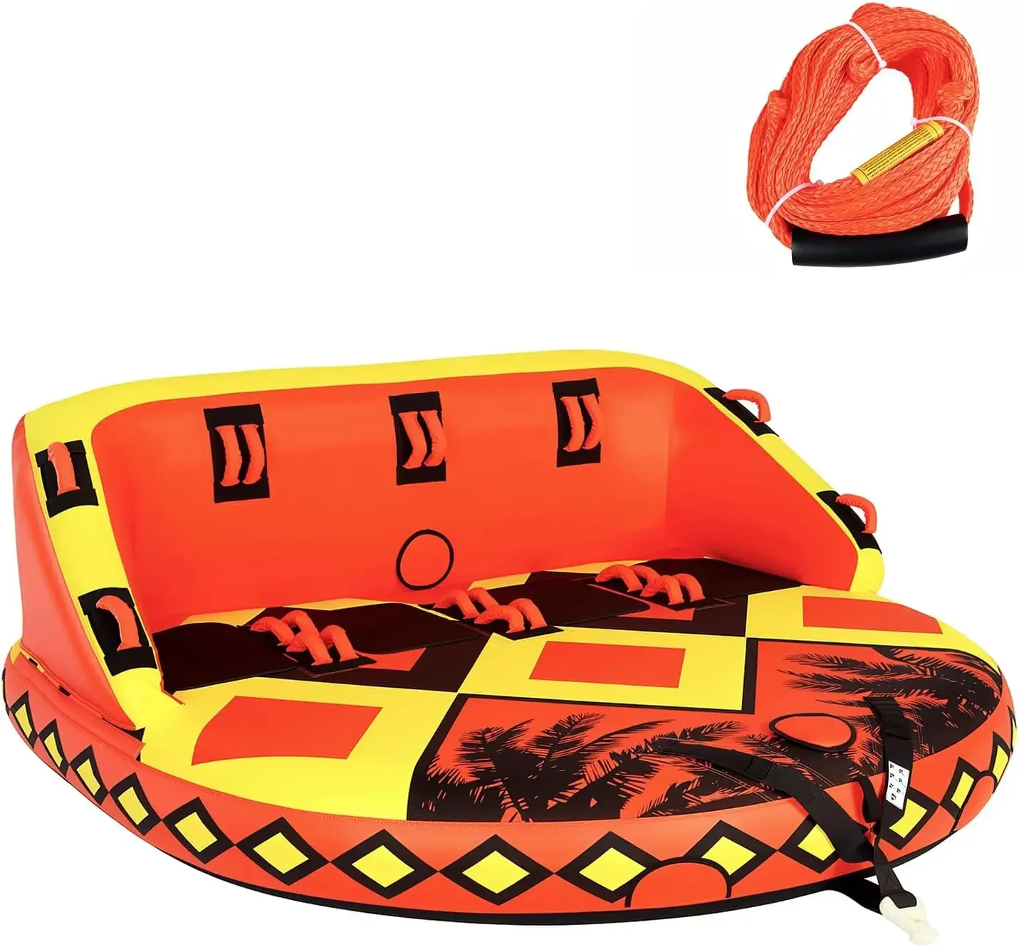 USA Stock Inflatable Towable Tubes For Boating 1-4 Person With Tow Ropes | Boat Tube For Water Tubing With 840D Full Nylon Cover