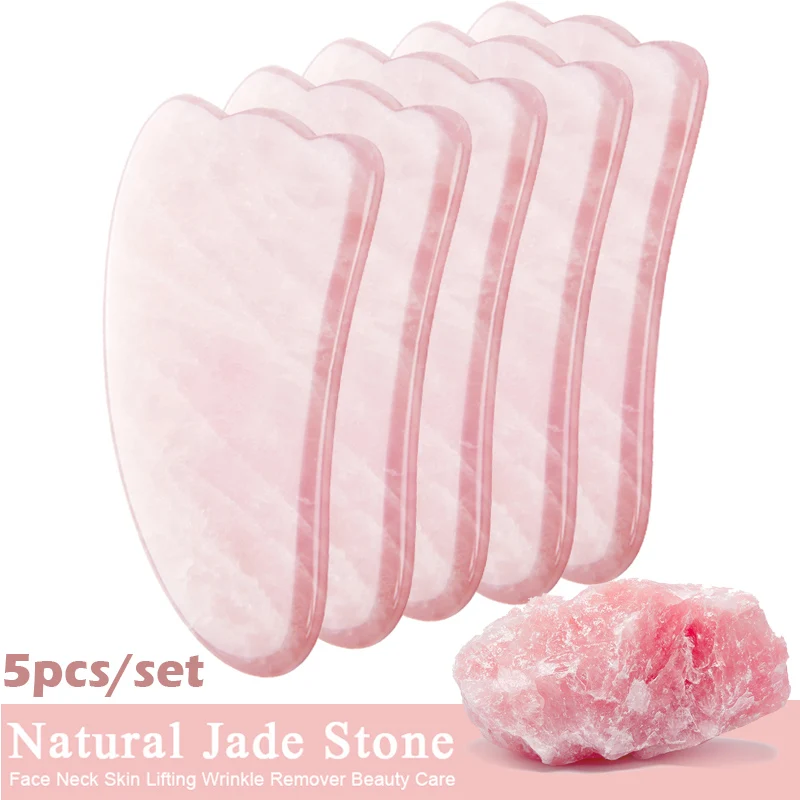 5pcs/set Natural Jade Gua Sha Stone Scraper Gua Sha Massage for Face Massager Face Neck Thin Lifting Beauty Skin Care