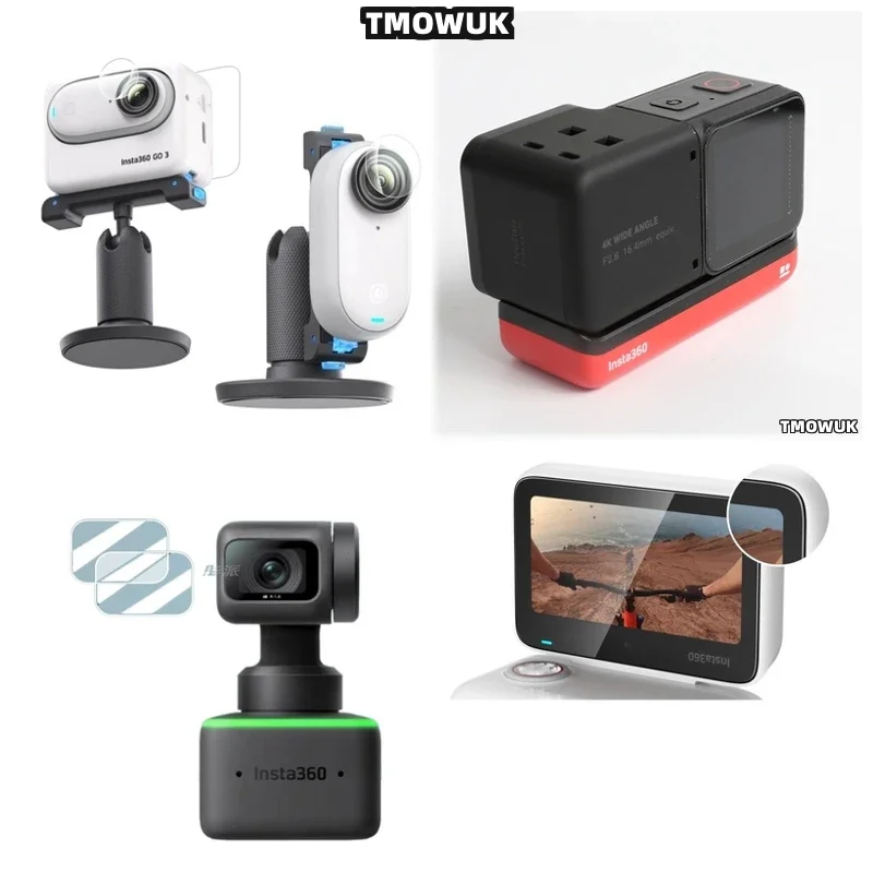 

For Insta360 GO3S Case, Hard Tempered Glass LCD Screen Protector + TPU Soft Lens Film Cover For One RS Link 2 Link 2C GO 3 3s AC