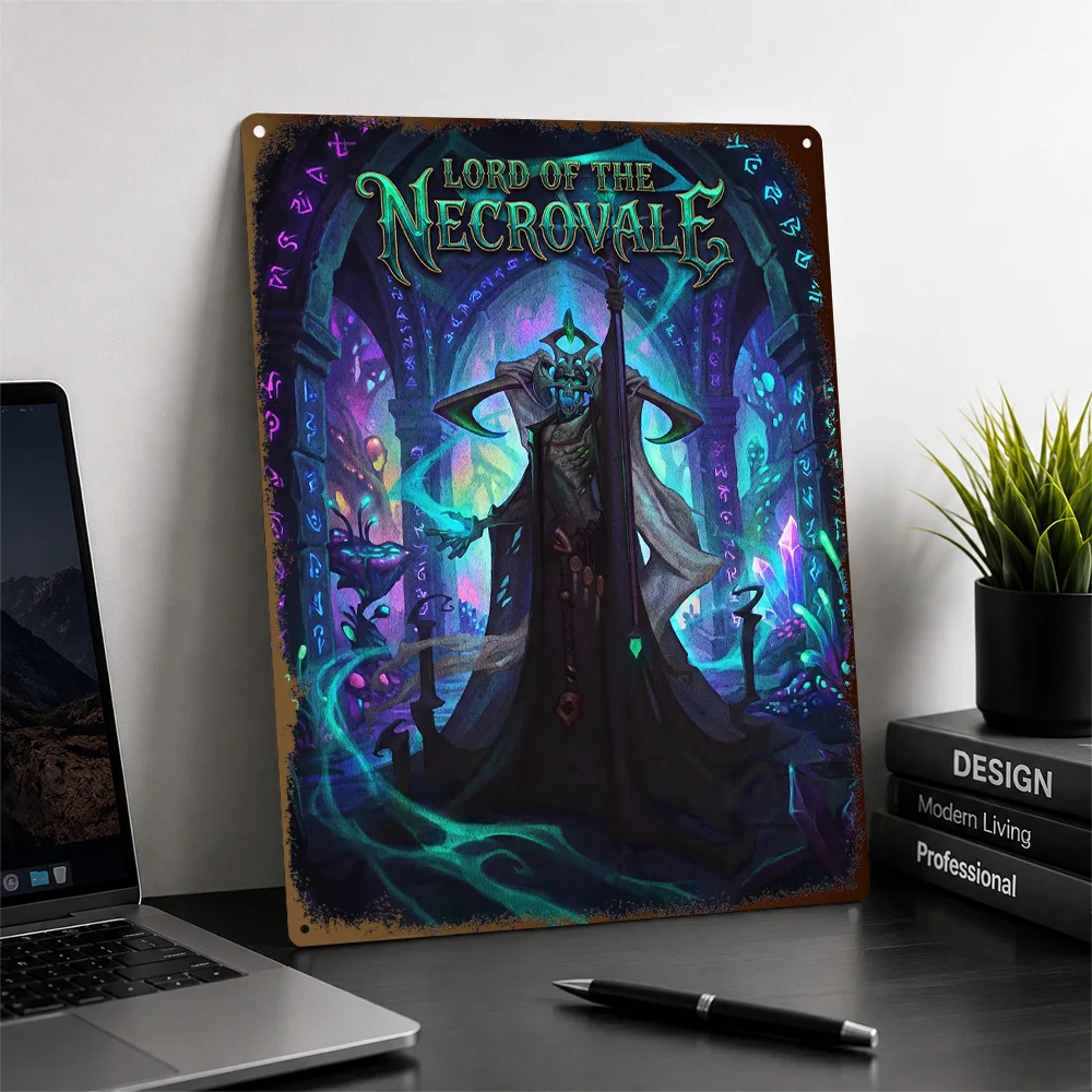 Lord Of The Necrovale Sorcerer Textured Poster Customized Metal Tin Sign Atmospheric Character Style Wall Art Enhances Bedroom