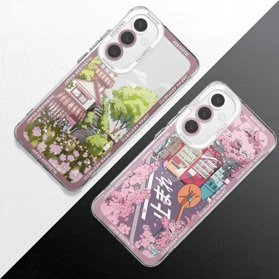 Sakura Street Japan Phone Case for Samsung Galaxy A73 5G A55 A35 A14 A13 A54 A23 A34 A33 A15 A24 A25 A53 A23 Clear Cover