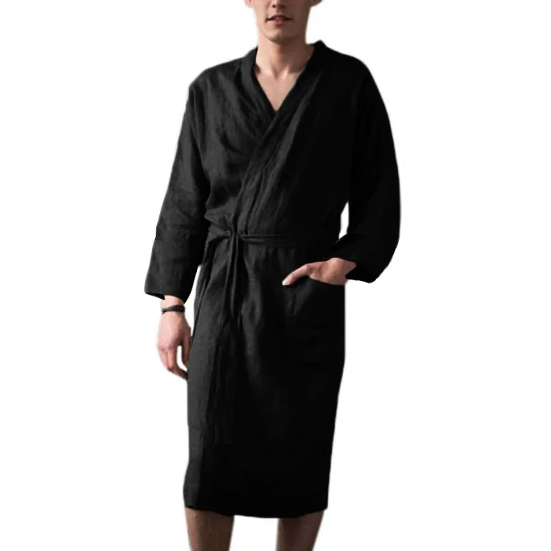 Amazon Foreign Trade Men's Muslim Nightgown Spring and Summer European and American Home WearLAZADAMid-Length Three-Quarter Slee