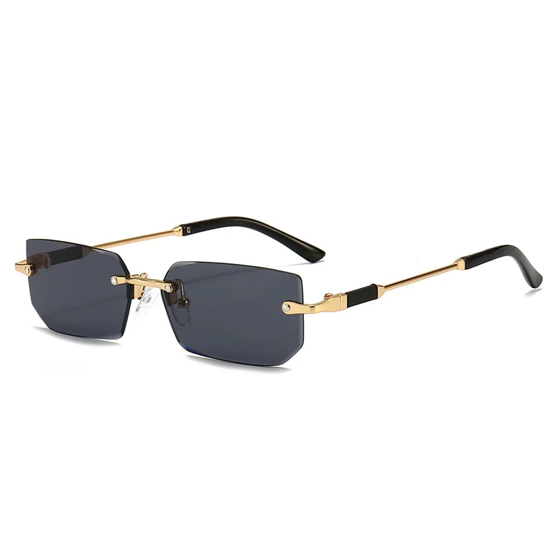 Y2K Rimless Rectangle Sunglasses for Women Men Trendy Frameless Sun Glasses Shades for Women Men Summer Travel UV400 Eyewear