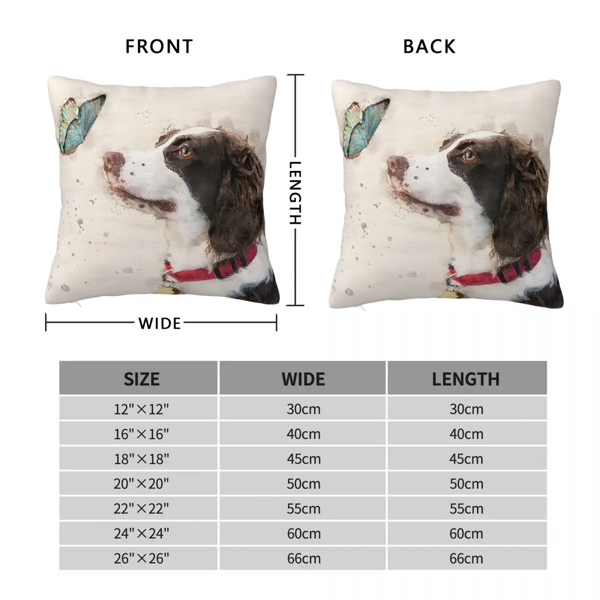 English Springer Spaniel Square Pillowcase Polyester Linen Velvet Printed Zip Decorative Pillow Case Car Cushion Cover