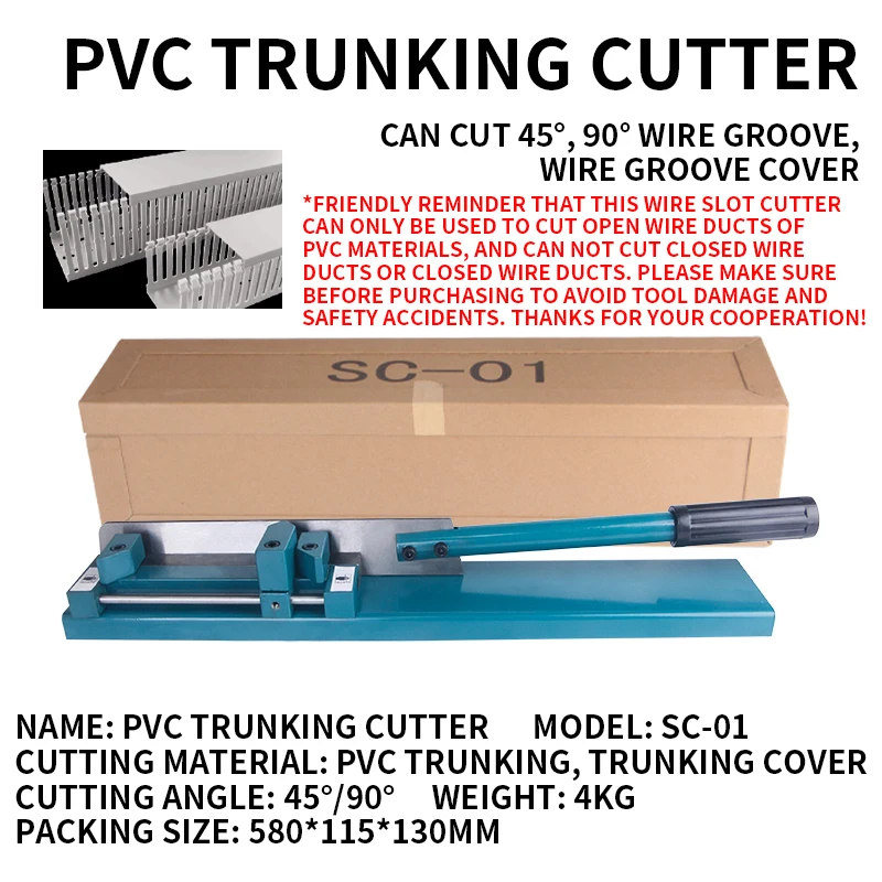 SC-01 Wire Duct Cutter Plastic Slotted Wiring Duct And Covers Cutting Machine 200mm Cabe Trunking Bench Multi-Angle Cutting Tool