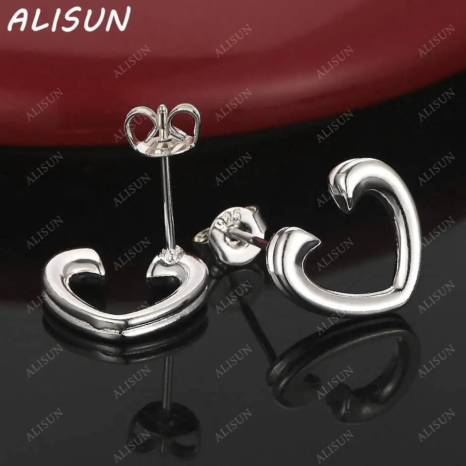 

ALISUN 925 Sterling Silver Heart Earrings Stud Earrings For Women Anniversary Gift Popular Wild Fashion Romantic Jewelry