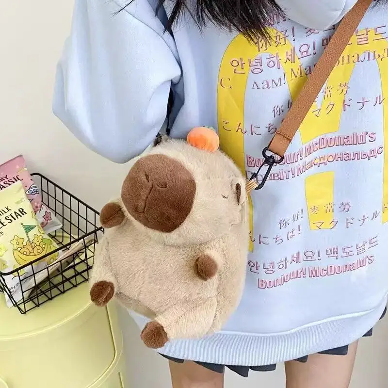 Capybara Plush Backpack Kawaii Fashion Plushie Doll Fur Bag Children's Bag Shoulder Bag Mini Knapsack Bags Gifts For Girlfriend