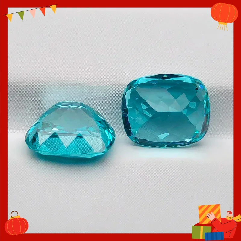 

Лабораторно выращенный сапфир Параиба огранки «кушон», выращенный в лаборатории, свободный камень