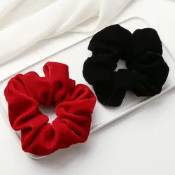 High Quality Soft Red Velet Hair Scrunchies for Girls Elastic Hairties Hair Accessories