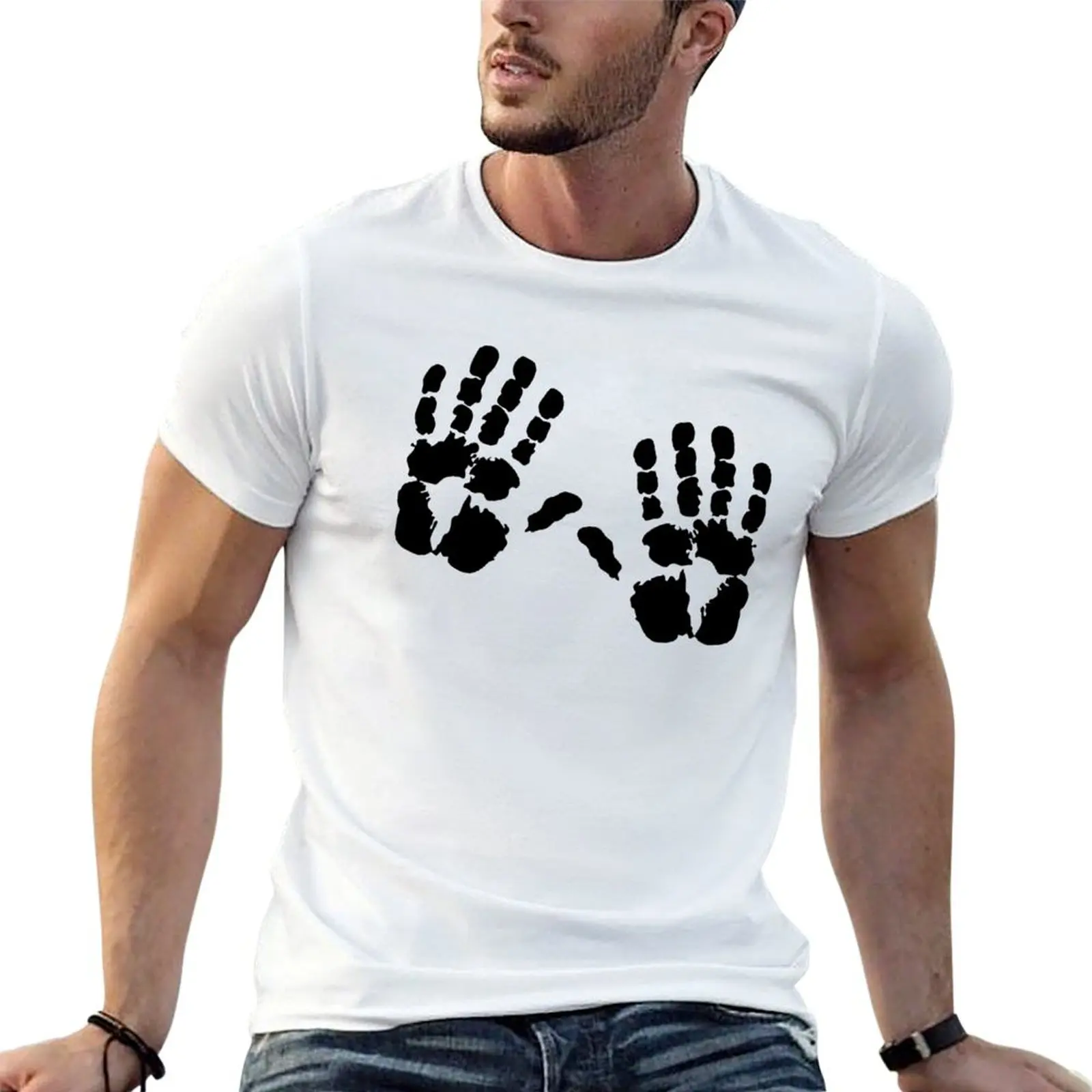 Hand Prints T-Shirt Stain Resistant Casual Tee