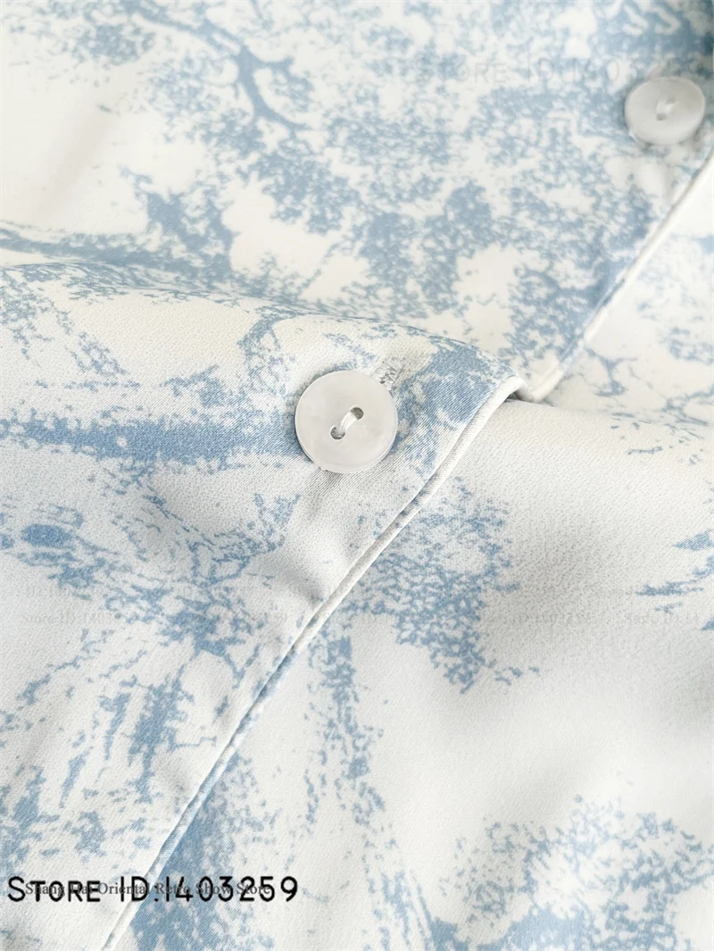 الإناث 2 قطعة منامة مجموعة ملابس خاصة طباعة زهرة طويلة الأكمام بنطلون ملابس المنزل مثير حريري الساتان الملابس الداخلية ملابس النوم المتسكعون #4