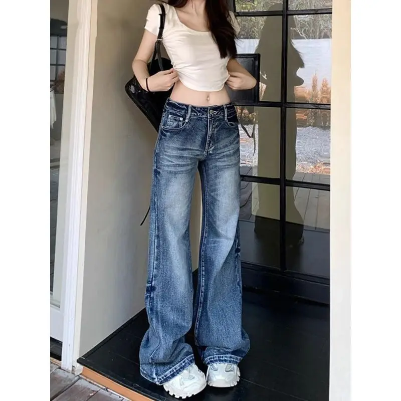 

Y2k Casual Jeans Pants Woman Shoujo Girl Style Women's Denim Pants Low Rise Jeans Women's Spring Autumn Clothes Wide-leg Pants