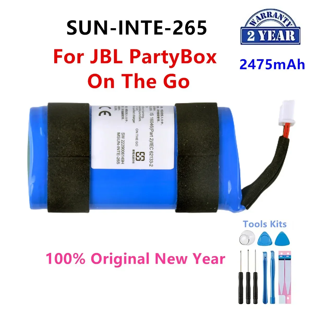 

Original SUN-INTE-265 2475mAh For JBL PartyBox On The Go/OnTheGo Bluetooth Wireless Speaker Replacement Battery+Tools .