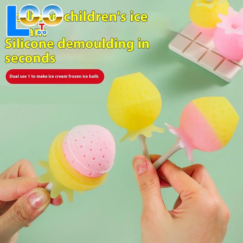 DIY イチゴの形のロリポップ製氷機シリコーンアイスキャンデー型再利用可能な氷型卵咬傷アクセサリー