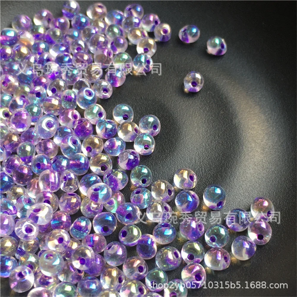 Perles de verre de gouttelette d'eau de noyau de colorant conviviale ré irisé, perle faite à la main de bricolage, boucles d'oreilles de haute qualité, accessoires de cheveux, matériel, 3.4mm