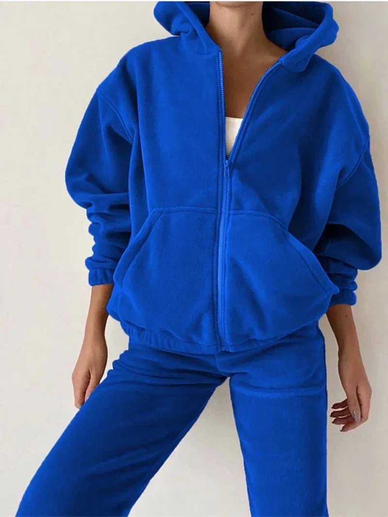 Streetwear Fleece 2 Piece Sets Women Outfit Autumn Clothes Women 2024 Hoodies Top and Pants Sets Casual Sweatsuits Woman Sets