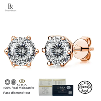 GRA 0.5ct-1ct D Color Certified Moissanite Stud Earrings Lab Created Diamond 925 Sterling Silver Gold Plated Wedding Jewelry