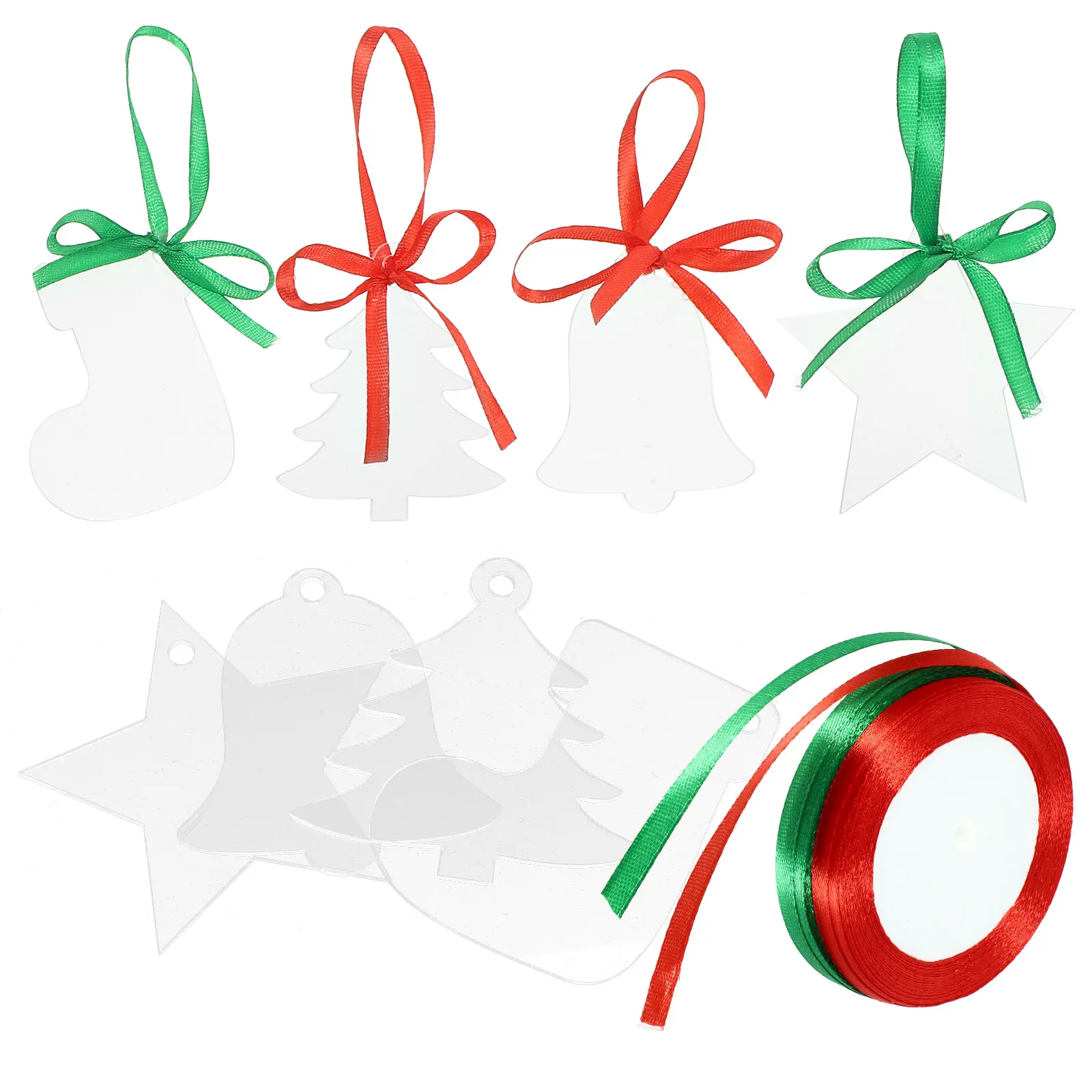 

20 Pcs Acrylic Christmas Ornaments Party Decorations Pendant Colorful Craft Clear Simple Transparent