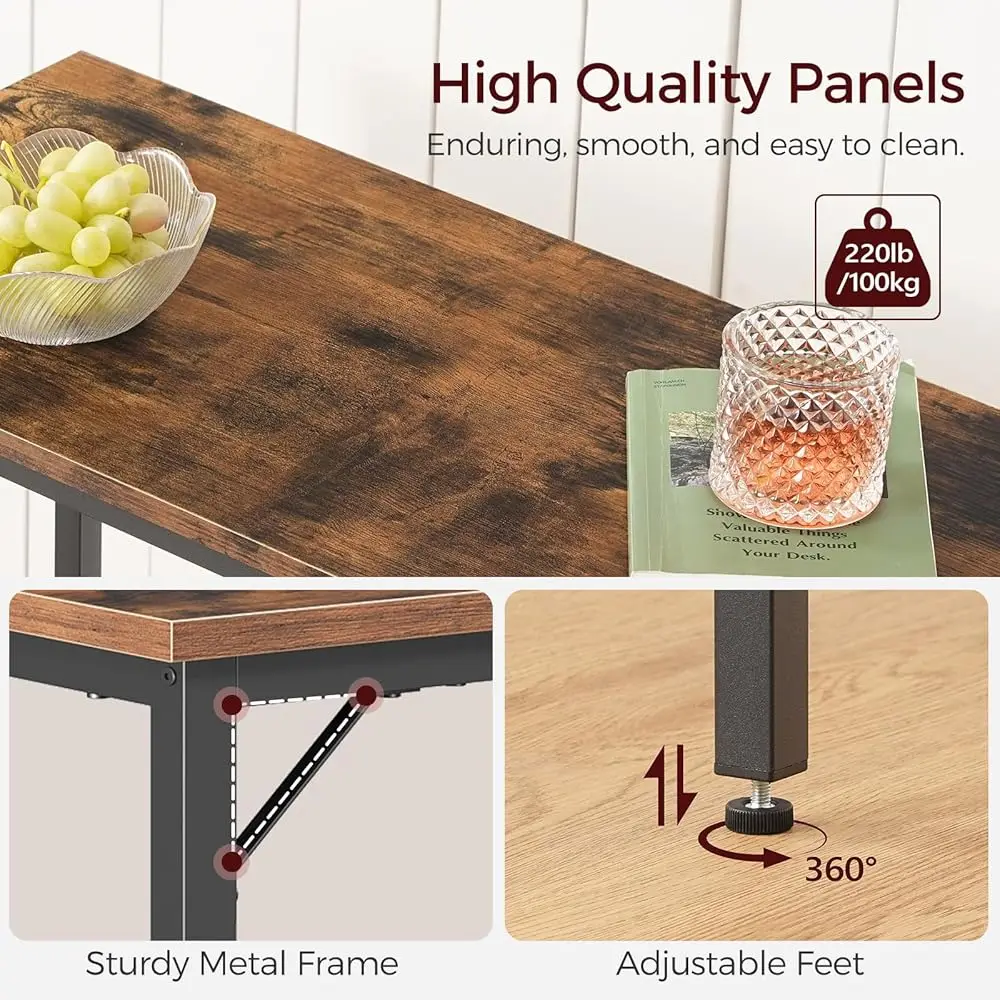 Narrow Bar Table, 63-Inch Pub Table For Dining Room, Counter Bar Tables With Sturdy Metal Frame, Connectable Bar Table,