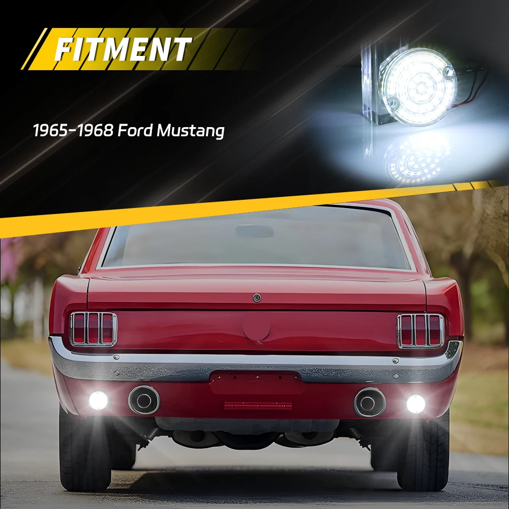 2Pcs For 1964 1965 1966 1967 1968 Ford Mustang 1967 1968 Mercury Cougar Rear Brake Tail Light Backup Light Reverse Light W/LED - view 2