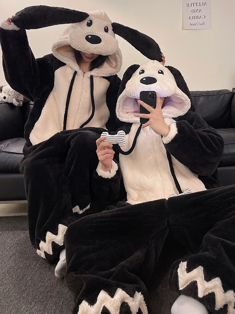 

DAIMELU пижамный комплект с героями мультфильмов, женский зимний коралловый флис с капюшоном, утолщенный женский фланелевой цельный домашний костюм большого размера